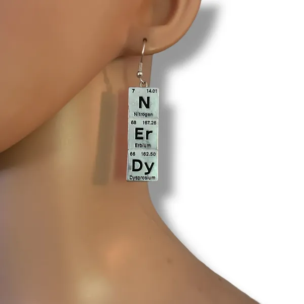 Silver tone chemist periodic table dangle earrings - Image 2