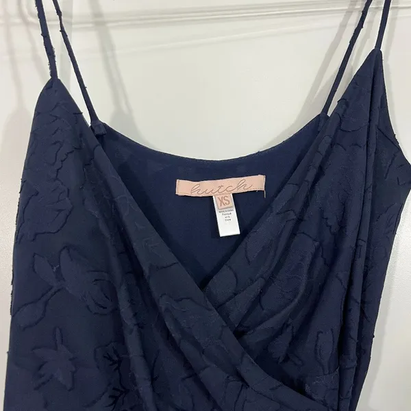 Anthropologie Hutch XS Navy Blue Alden Wrap Lace Floral Maxi Dress - Image 6