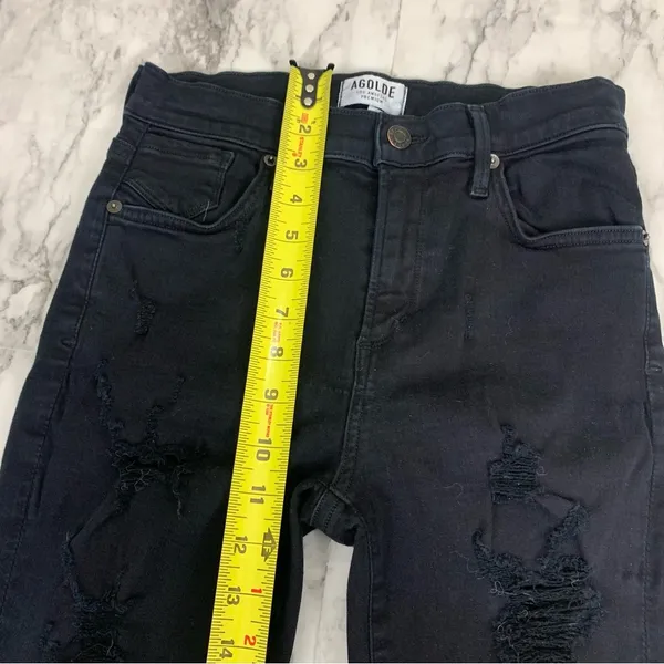AGOLDE Black Distressed Skinny jeans Denim size 26 high rise - Image 5