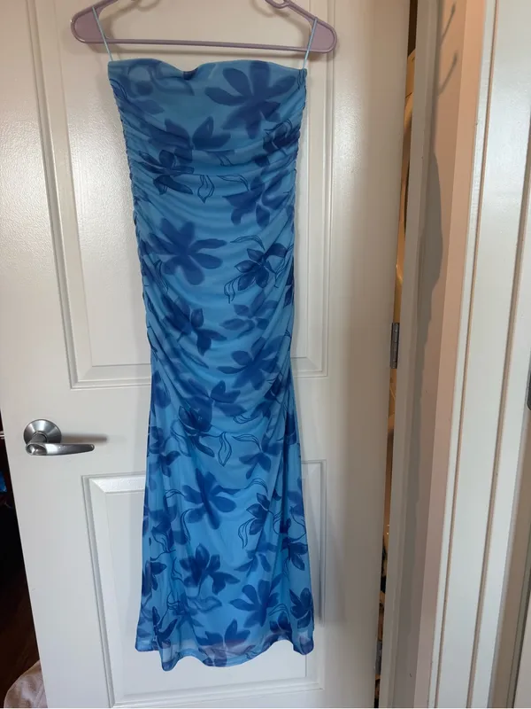 Rachel Pally Blue Floral Strapless Maxi Dress - Image 2