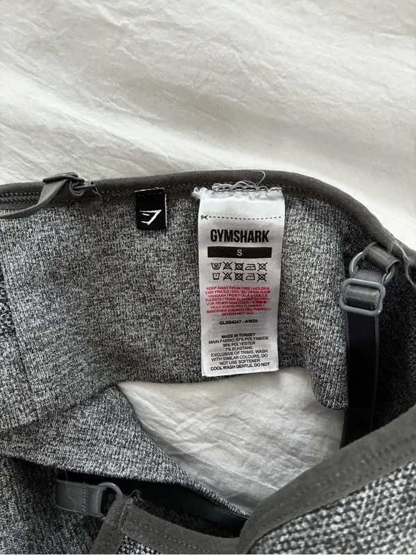 Gymshark Gray & Black Seamless Adjustable-Strap Sports Bralette with Pink Logo - Image 3