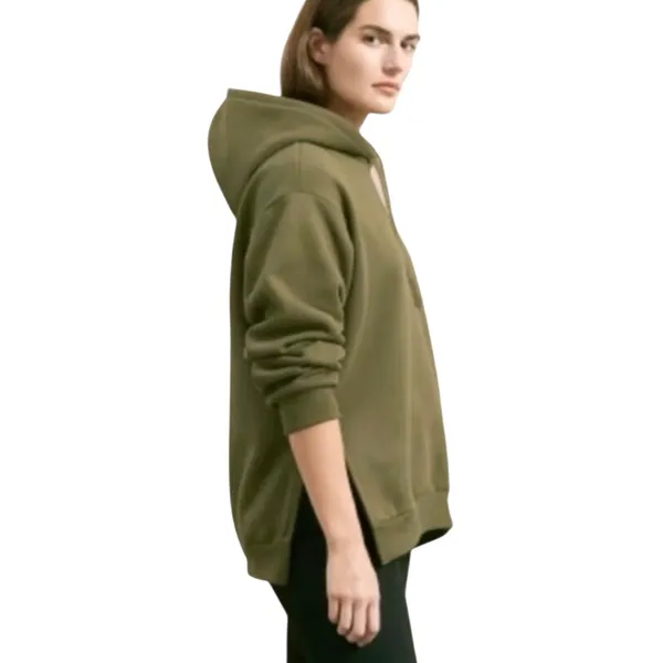 EVERLANE Women’s The French Terry Side Slit Army Green Pull On Hoodie - Image 2