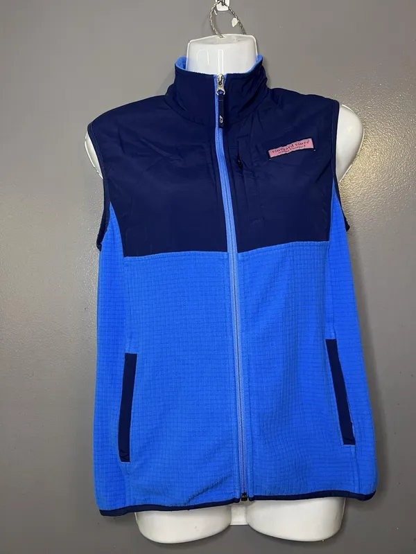 Vineyard Vines Vest Womens Large Blue Fleece Full Zip Windbreaker 300042 - Image 2