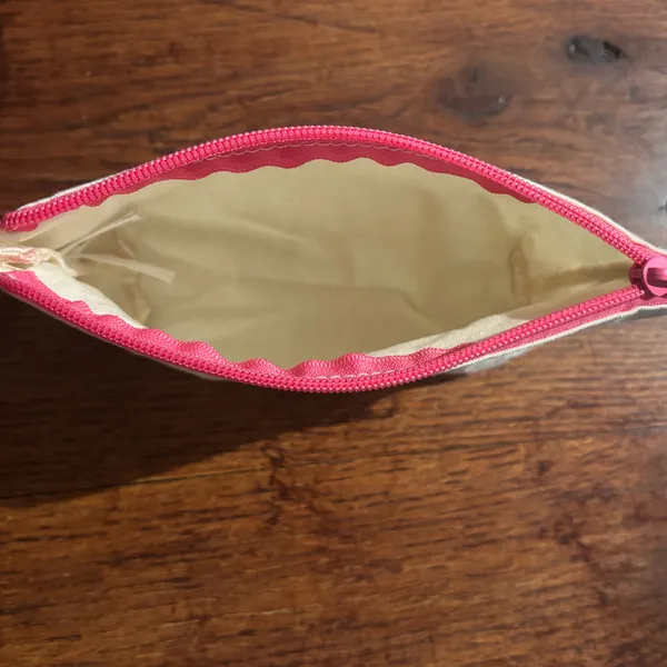 J Crew Travel Cosmetic Bag Womens Canvas Pouch with Pink Zipper NWOT - Image 6