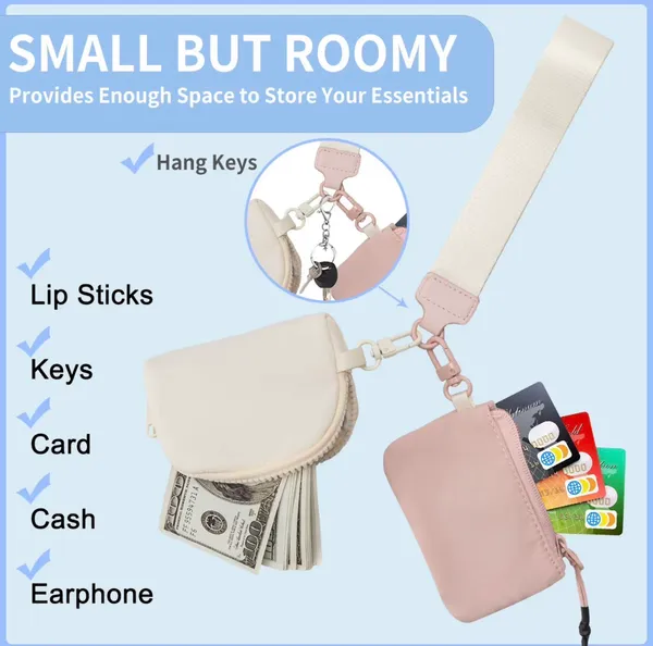 GlowByRose Blush Pink & Off-White Wallet Keychain Set - Image 2