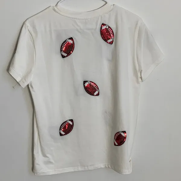 Belle‎ Cher Red Matte Football Sequin Shirt NWT size medium - Image 3