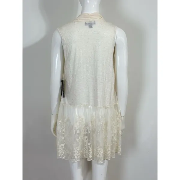 Long Vest Duster Women L Ivory Ethereal Boho Cottagecore Festival Layering NWT - Image 2