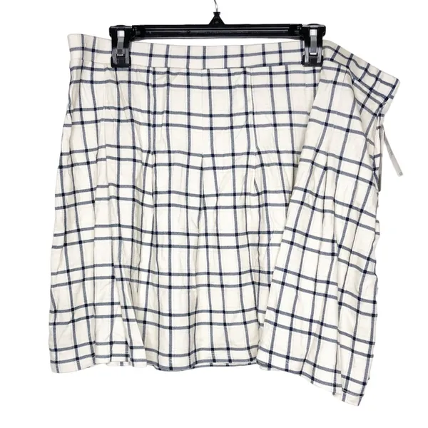 bp Amanda Tennis Mini Skirt Windowpane Print Beige Blue Size 2X NWT - Image 2