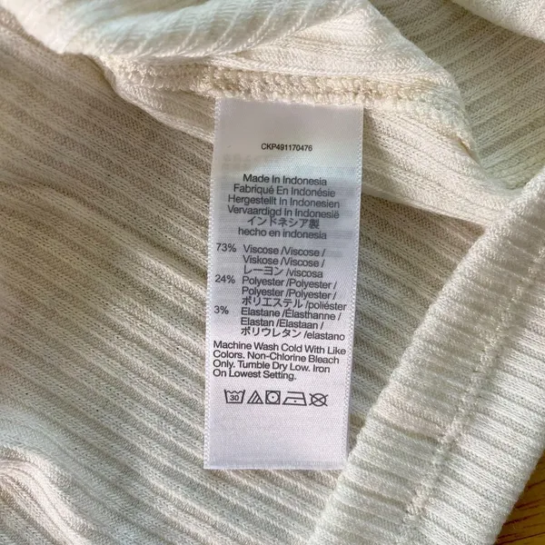 NWT Madewell Ribbed Crewneck Long-Sleeve Tee Cream Size L - Image 6