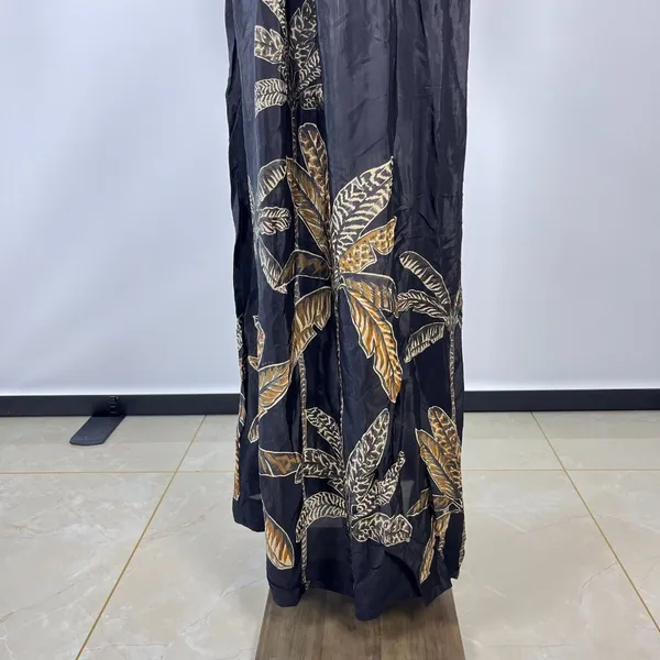 NWOT Farm Rio Maxi Dress Size S Black Print Puff Sleeves Plant Short Sleeve - Image 11
