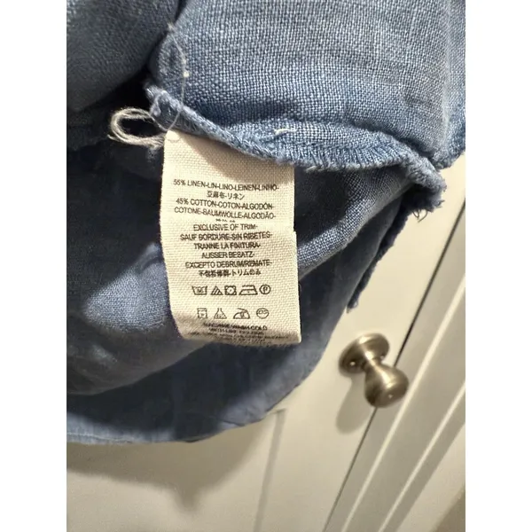 Free People Denim Sleeveless Frayed Edges Button Down Shirt Small Denim Western - Image 5