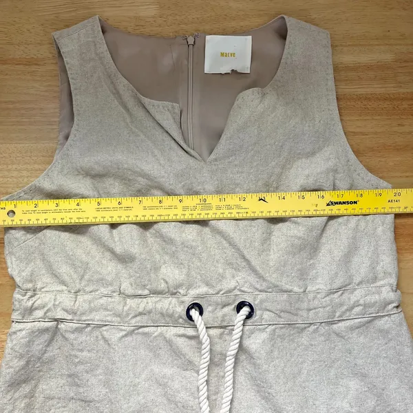 Maeve Flaxen Shimmer Linen Dress Anthropologie Nude Cream Size M / 10 - Image 7
