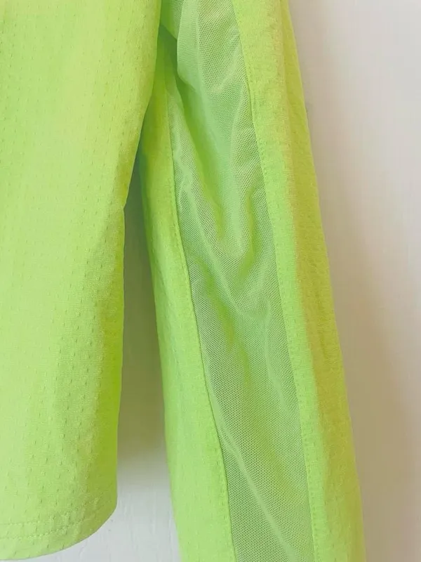 Bette & Court Cool Elements Neon Lime Green Golf Shirt M Quarter Zip Mesh UV - Image 2