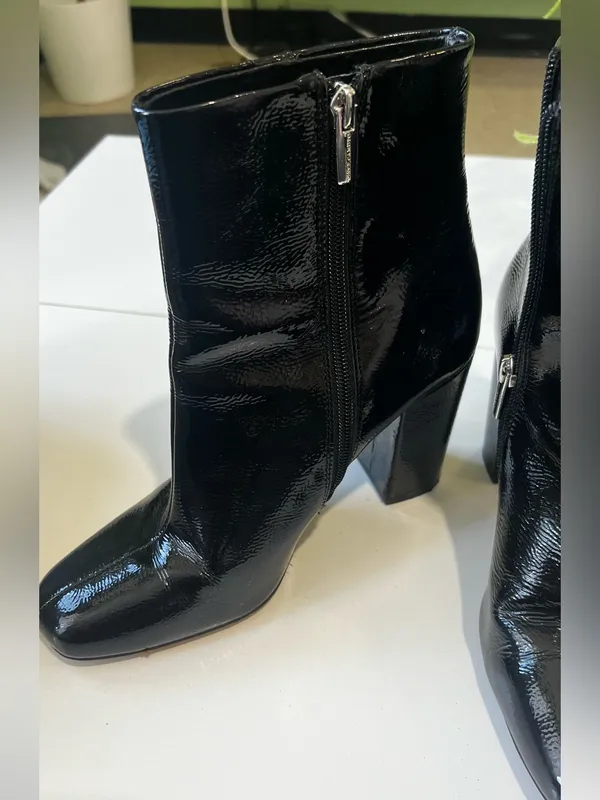 Vince Camuto Black Patent Square Toe Ankle Booties - Image 7