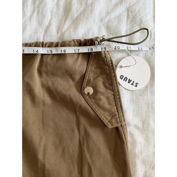 STAUD Cargo Skirt Womens XL NEW Tan Cotton Midi Drawstring Toggle Utility‎ Skirt - Image 6