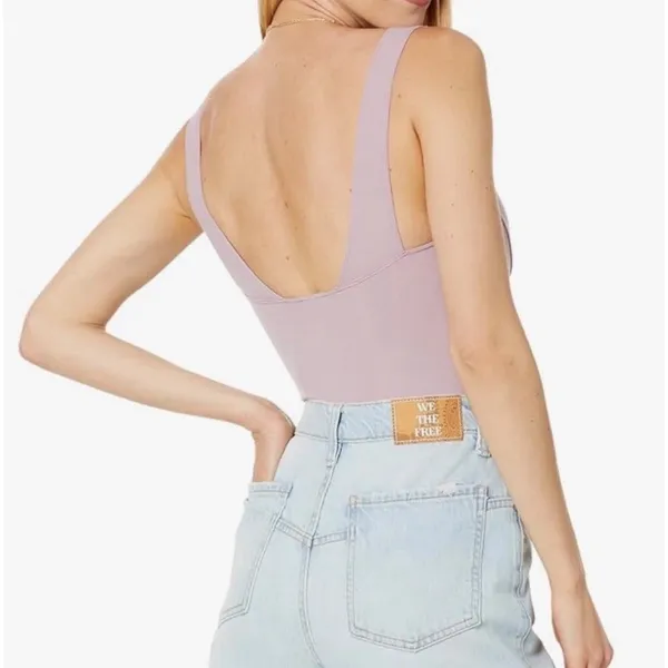 Free People Intimately Duo Corset Cami Bodysuit Dusty Lilac Sweetheart‎ Neck S - Image 3