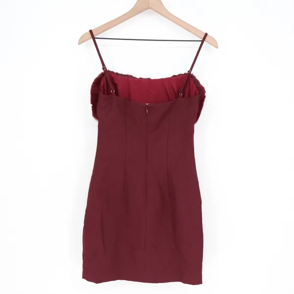 Naked Wardrobe Maroon Faux Fur Cutout Mini Dress Small - Image 6
