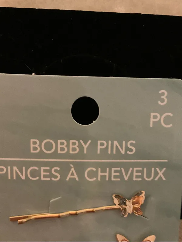 Gold Butterfly Bobby Pin Set with Pink & Teal Accents - Image 2