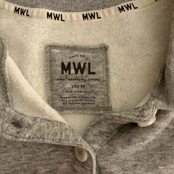 Madewell Heather Gray Cropped Polo Sweatshirt - Image 4