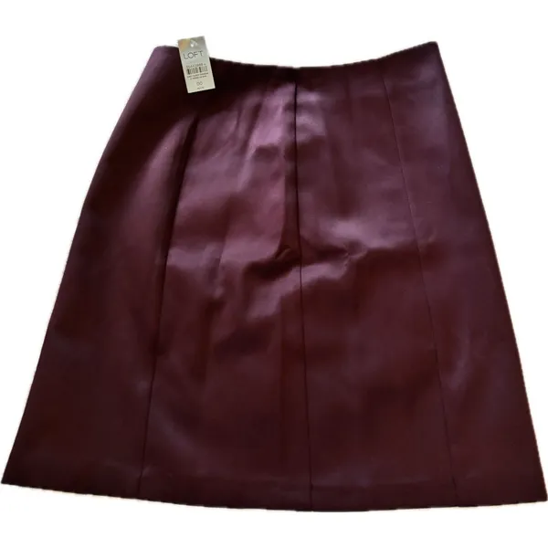 LOFT Burgundy A-Line Short Skirt Zip Closure 00 Petite Solid Women's Skirt - Image 2