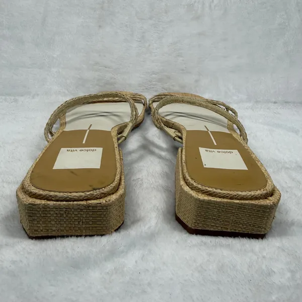 Dolce Vita Paily Braided Raffia Low Block Heel‎ Slide Sandals Tan Womens 8.5 - Image 4