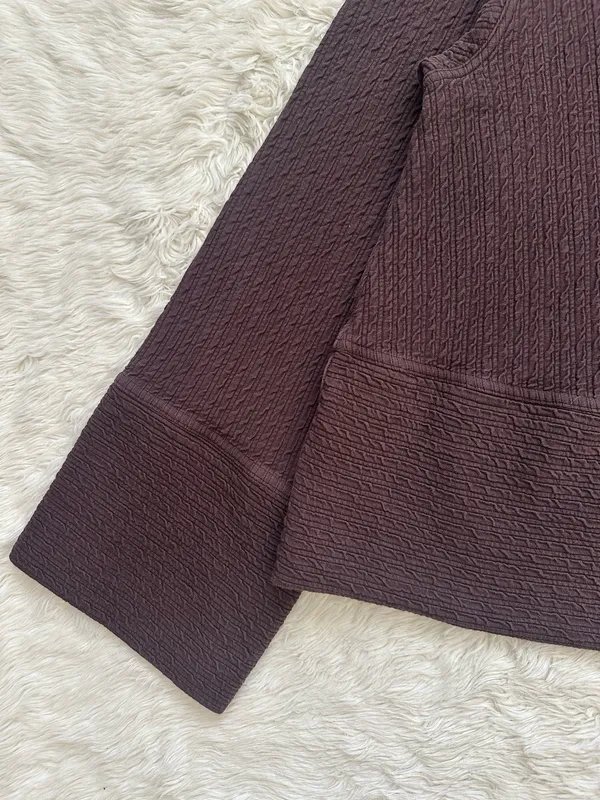 Lululemon Retreat Yourself Pullover Turtleneck Long Sleeve Textured Brown Sz M/L - Image 6