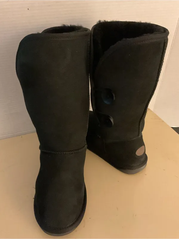 ENU Australia women black suede sheepskin tall classic boots US 7 - Image 5