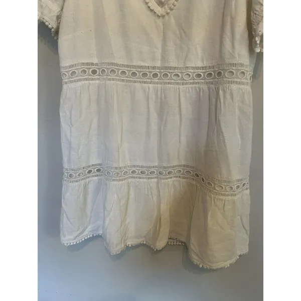 Show Me Your Mumu White Hera Mini Dress Size Large Boho Beachy Trim Detail Chic - Image 4