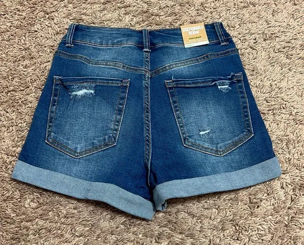Wax Jean Medium Blue Wash Denim Shorts - Image 9