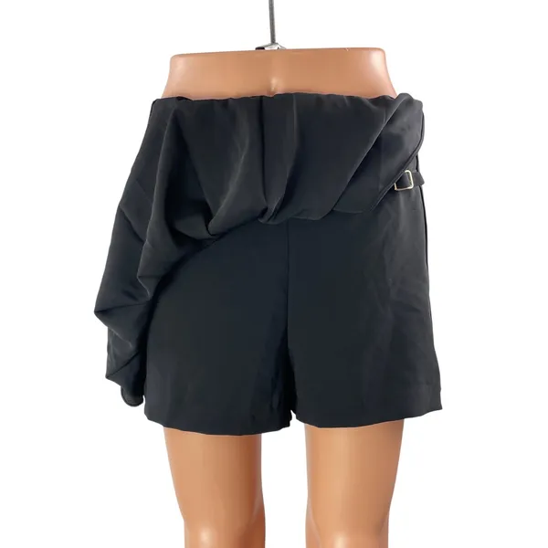 Amanda Uprichard Rizzo Black High Waist Buckle Pleated Mini Short Skirt Skort M - Image 2
