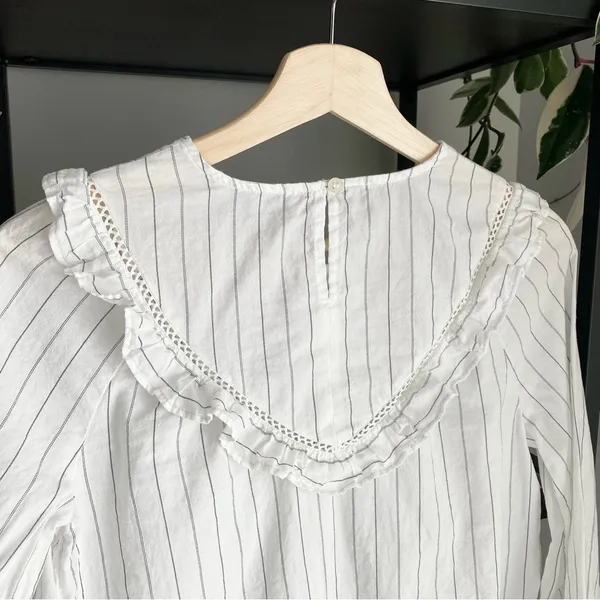Madewell Ruffle Prairie Top in Pinstripe - Image 3