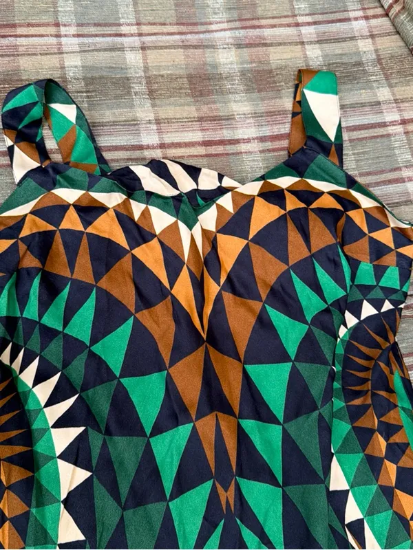 FARM Rio Geometric Print Green, Brown & Cream Maxi Dress - Image 2