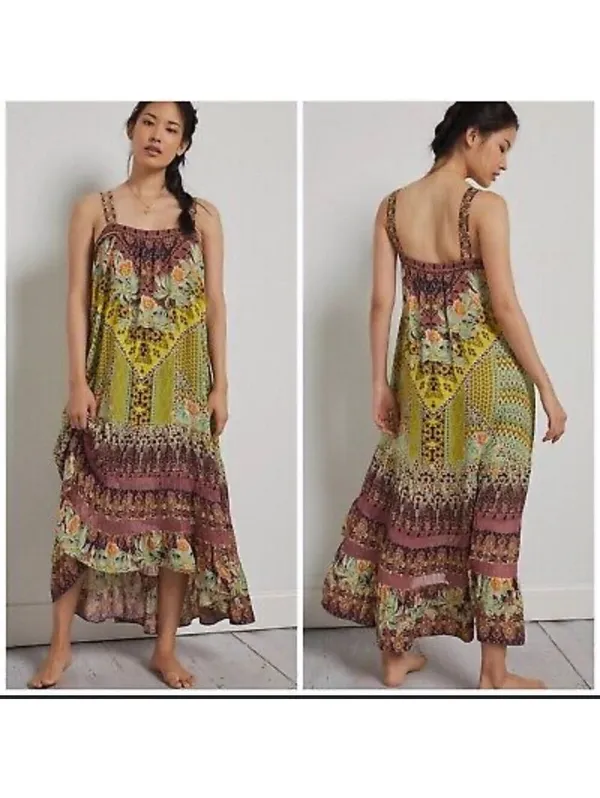 Anthropologie Lovett Tiered Maxi Botanical Dress Size Small Small - Image 2