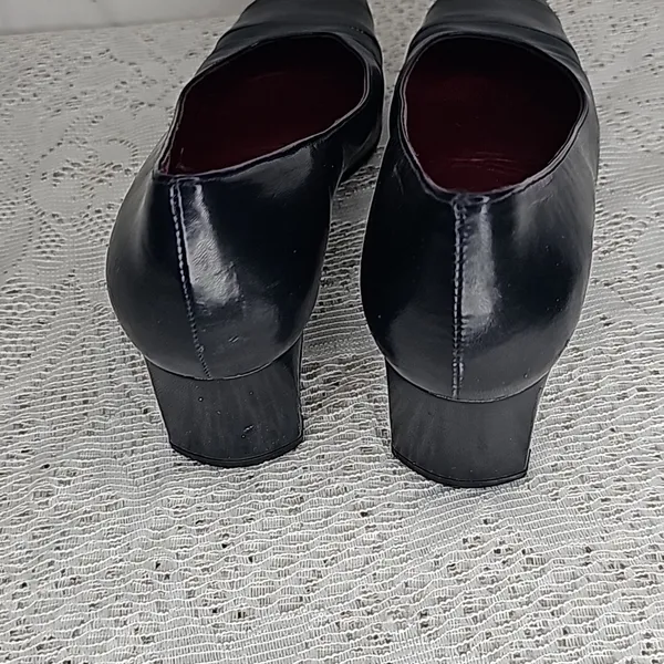 Charles Jourdan Paris VINTAGE blue leather slip on heels pumps sz 7.5 - Image 5