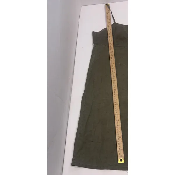 Abercrombie Fitch Vintage Y2K 90s Layering Babydoll Linen Military Green Dress M - Image 11