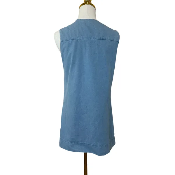 English Factory Denim Lace Up Mini Dress SMALL Shift Light Wash Western $110 - Image 9