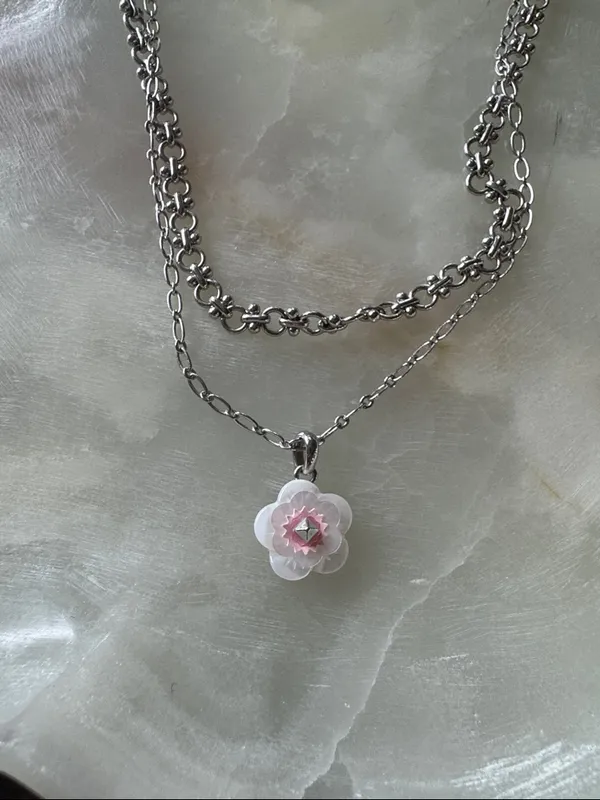 Kendra Scott Deliah Layered Necklace with Pink Flower Charm - Image 3