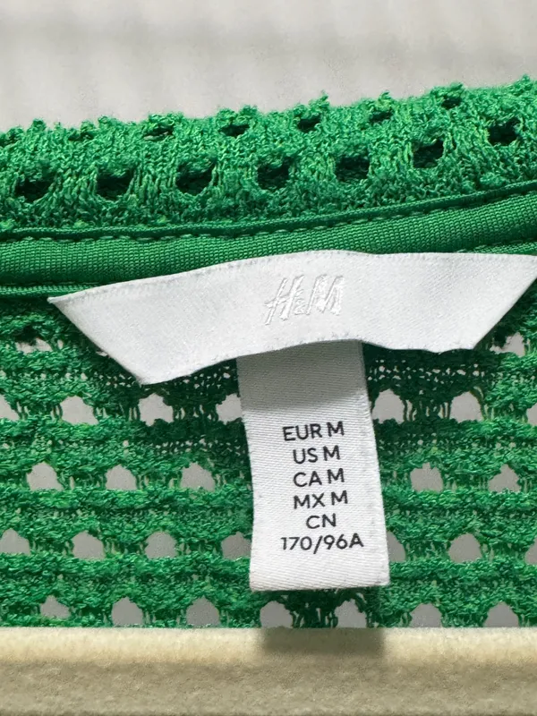 Green H&M crochet long sleeve top - Image 3
