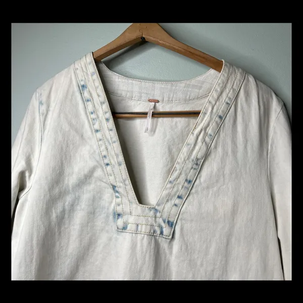 Free People Denim Long Sleeve Light‎ Wash Top S/P - Image 8