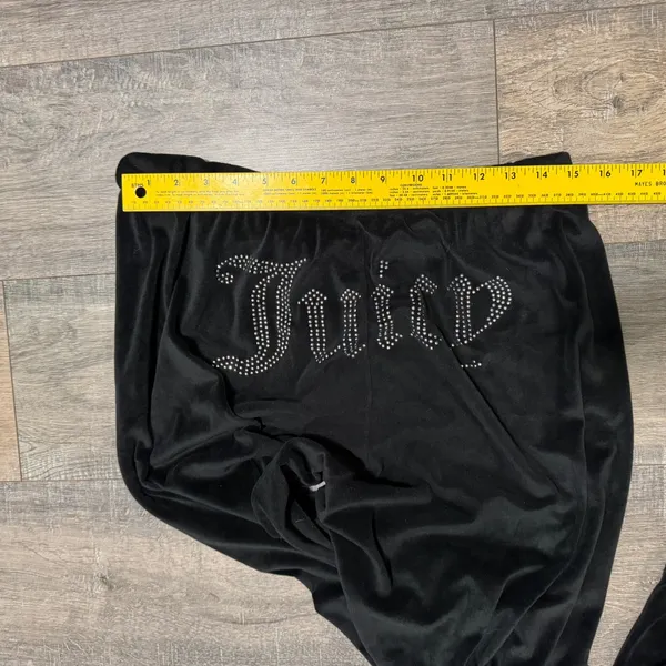 Juicy Couture Black Velour Rhinestone Logo Joggers Sleepwear Pants Womens Medium - Image 8