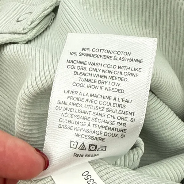 Express Ribbed Bodysuit Medium Mint Green Knit Ruffle Cap Sleeve‎ V Neck Top - Image 7