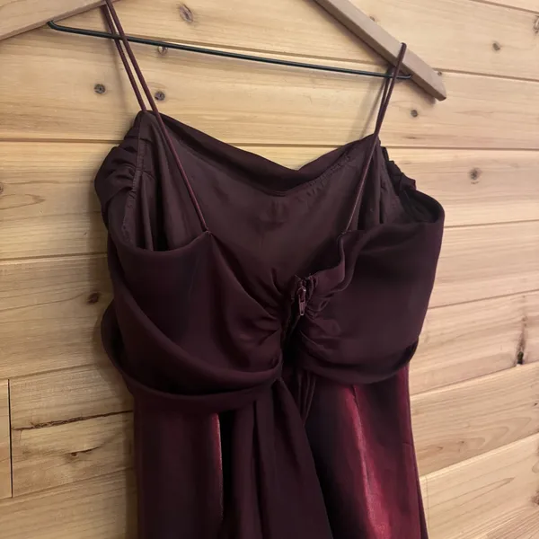 Vintage Betsy & Adam Size Small Burgundy Stain Drapey Bodice Prom Gown Vampire - Image 8