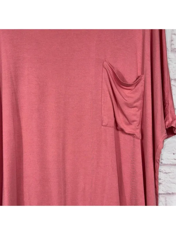 Zenana Women's Small Oversized Pink Pocket Tee - Image 2