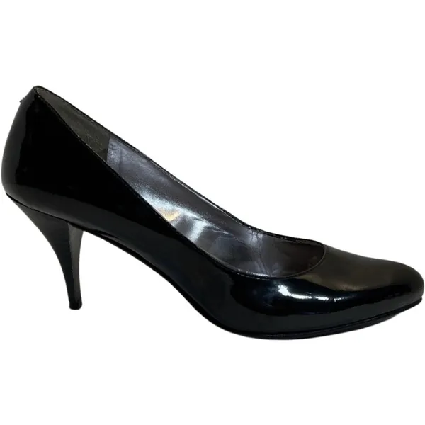 DKNYC Black Patent Pointed Toe Pump Slim Stacked Heel Pumps Stacy size 8 Office - Image 3