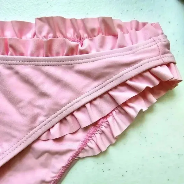 Pink‎ Ruffles Bikini Bottom Swimwear Size Large - Image 4