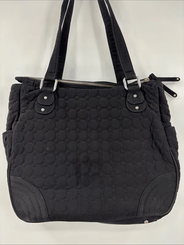 Vera Bradley Black Quilted Shoulder Tote with Front Zip Pocket - Image 3
