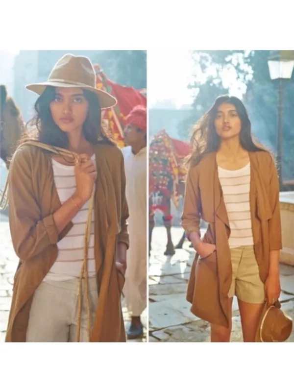 Anthropologie Cartonnier Draped Belted Dress Trench Coat in Copper Brown Size XS - Image 3