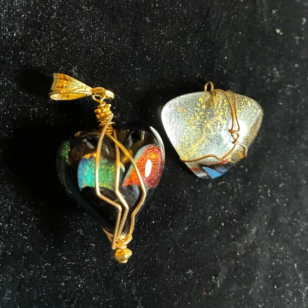 Multicolor Glass Pendant Set and 1 glass ring size 8 - Image 5