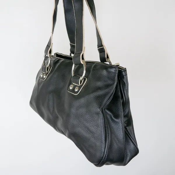 Vintage 90s Black Pebbled Shoulder Bag Purse - Image 4