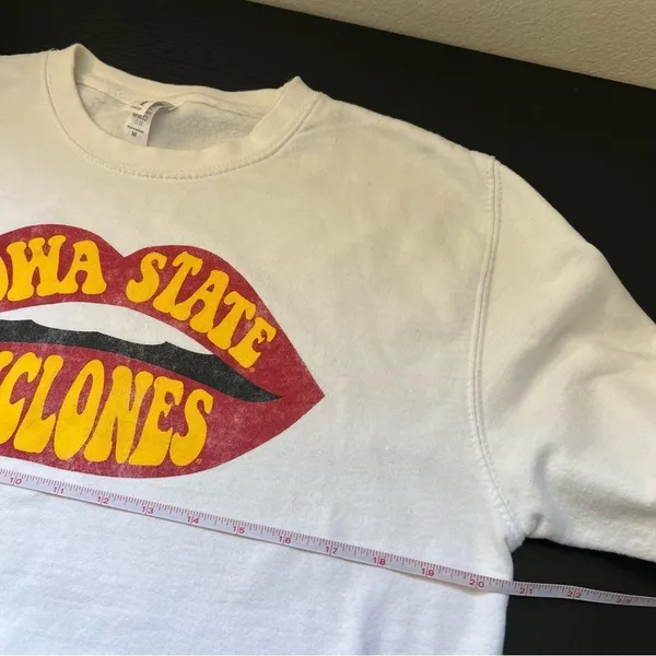 Just Hoods White Iowa State Lips Cropped Crewneck‎ Sweatshirt Medium - Image 10